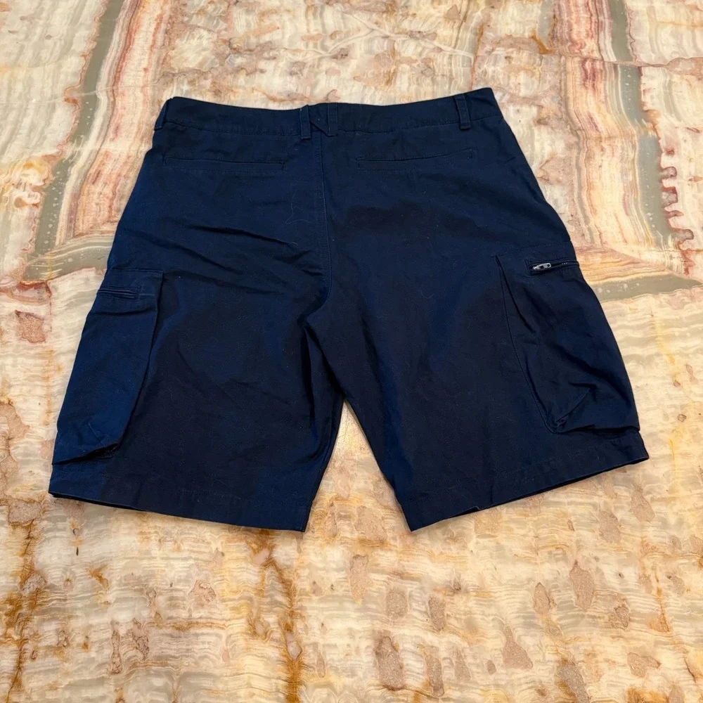 Nike Utility Cargo Shorts Mens Navy‎ Flat Front Zipper Pockets Logo Outdoor 34